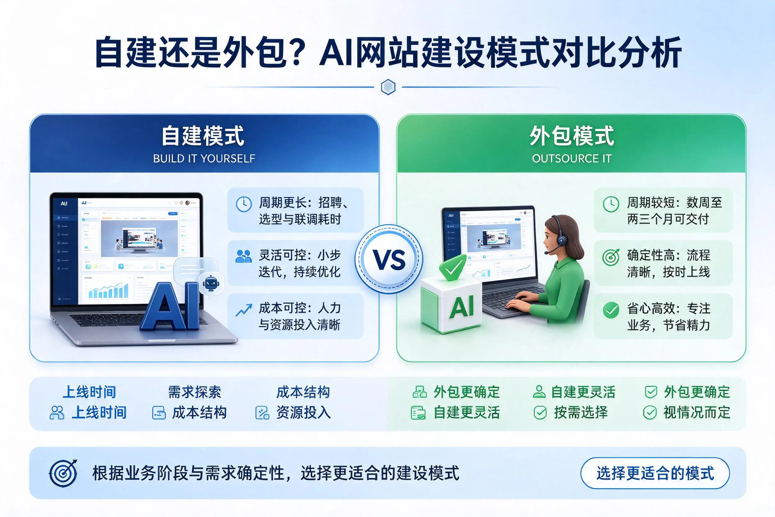 自建还是外包?郑州AI网站建设模式对比分析